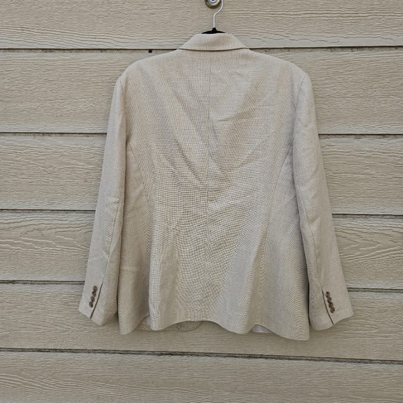 Lands' End beige wool silk linen blend blazer size 18 - Picture 2 of 5
